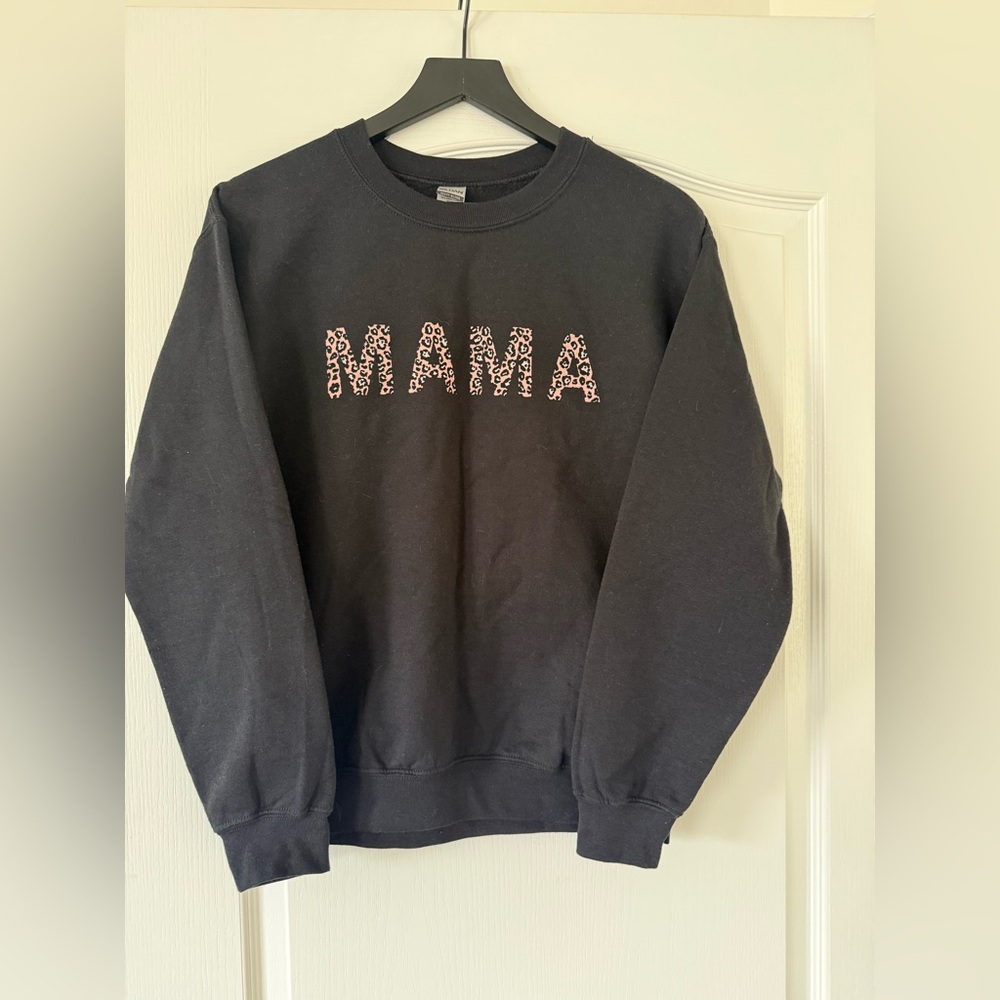 Black and Leopard MAMA Sweatshirt - Size Small